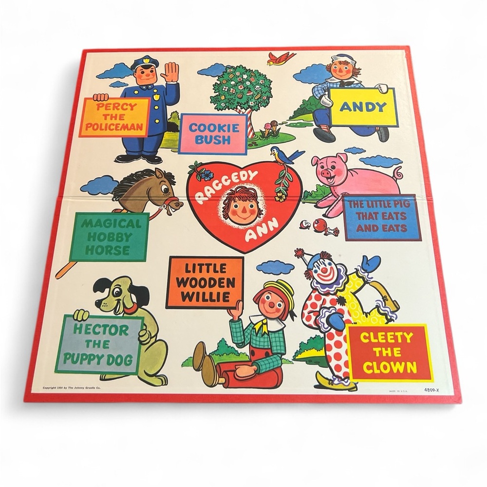 1954 Vintage Raggedy Ann Andy Board Game Upcycle Wall Decor‎ Nursery Craft